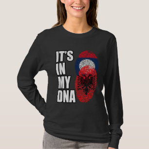 Laotische und albanische DNA-Erbe-Flagge mischen T-Shirt
