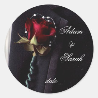 Lapel-Rose Save the Date Runder Aufkleber