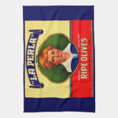 LaPerla-Oliven-Etikettendruck der 1930er Jahre Handtuch (Vertikal)