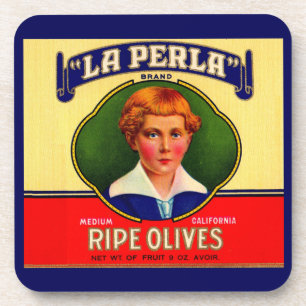 LaPerla-Oliven-Label der 1930er Getränkeuntersetzer
