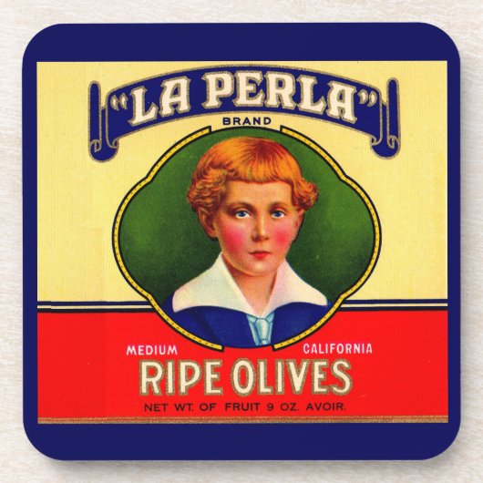 LaPerla-Oliven-Label der 1930er Getränkeuntersetzer (Vorderseite)