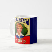 LaPerla-Oliven-Label der 1930er Kaffeetasse (Vorderseite Links)