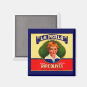 LaPerla-Oliven-Label der 1930er Magnet (Vorderseite/Rückseite)