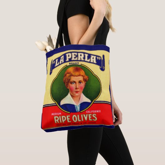 LaPerla-Oliven-Label der 1930er Tasche (Von Nahem)
