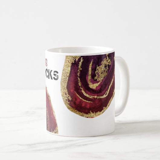 *~* LAPIDARIES DIG ROCKS Agate Slab Gold Glitzer Kaffeetasse (VorderseiteRechts)