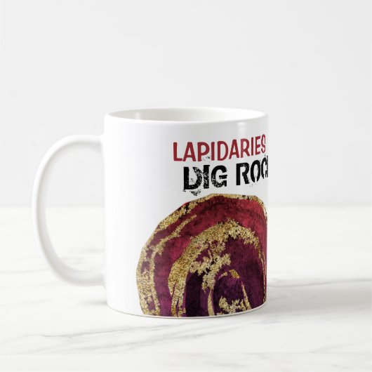 *~* LAPIDARIES DIG ROCKS Agate Slab Gold Glitzer Kaffeetasse (Links)