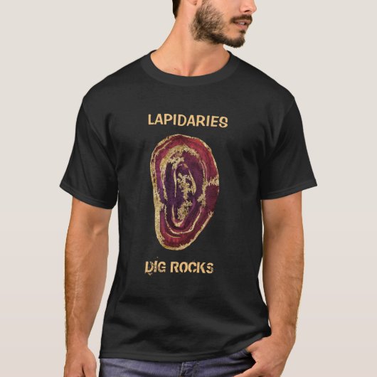 *~* LAPIDARIES DIG ROCKS Agate Slab Gold Glitzer T-Shirt (Vorderseite)