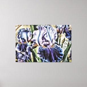 *~* LAPIS BLAUE IRIS Schwertlilien Vintage Floral Leinwanddruck