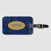 Lapis Blue Agate Wirbel Personalisiert Gepäckanhänger (Vorderseite (Horizontal))