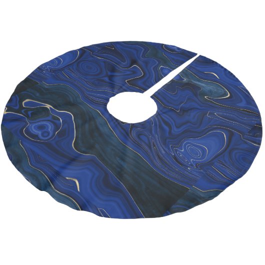 Lapis Blue Agate Wirbel Polyester Weihnachtsbaumdecke (Schrägansicht)