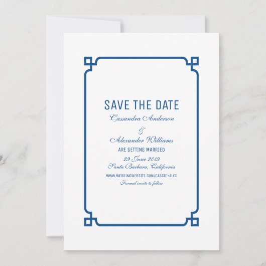 Lapis Blue Deko Chic Save the Date einladen Einladung (Vorderseite)