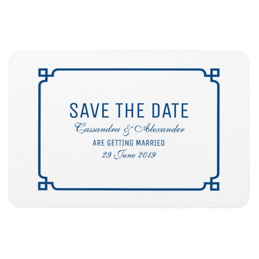 Lapis Blue Deko Chic Save the Date Magnet (Horizontal)