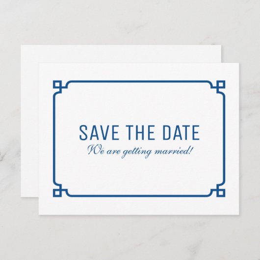 Lapis Blue Deko Chic Save the Date Postcard Ankündigungspostkarte (Vorne/Hinten)