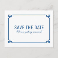 Lapis Blue Deko Chic Save the Date Postcard
