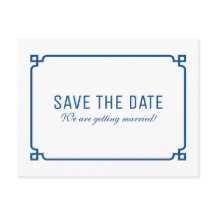 Lapis Blue Deko Chic Save the Date Postcard