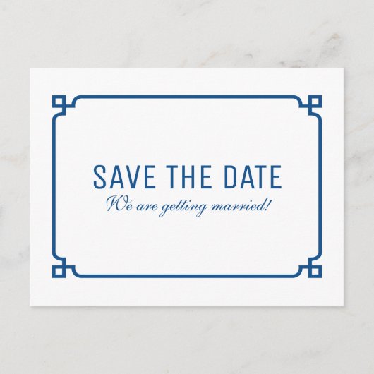 Lapis Blue Deko Chic Save the Date Postcard Ankündigungspostkarte (Vorderseite)