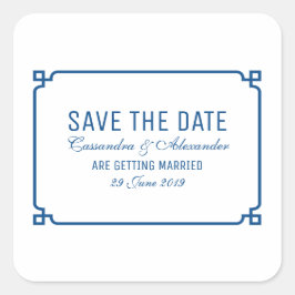 Lapis Blue Deko Chic Save the Date Quadratischer Aufkleber