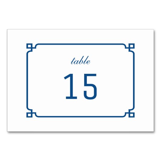 Lapis Blue Deko Chic Table Card Tischnummer (Vorderseite)