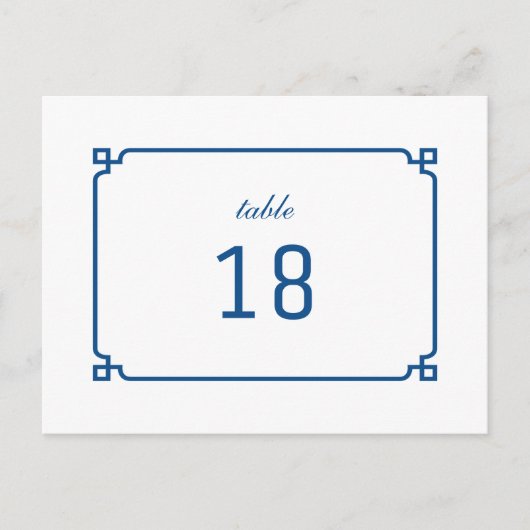 Lapis Blue Deko Chic Tischnummer Postcard (Vorderseite)