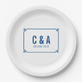 Lapis Blue Deko Chic Wedding Pappteller (Vorderseite)
