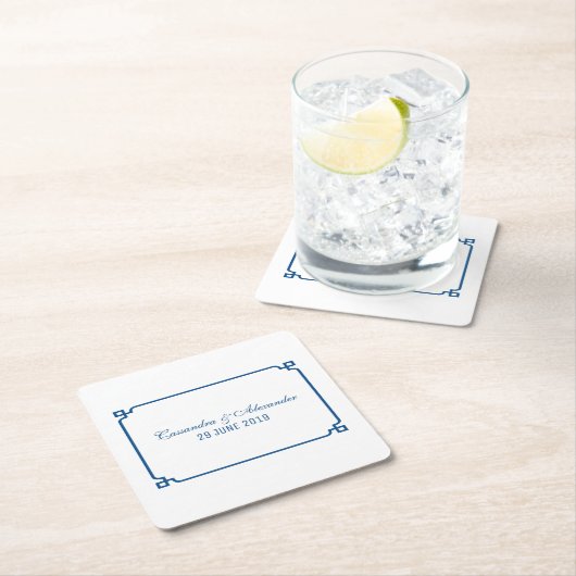 Lapis Blue Deko Chic Wedding Rechteckiger Pappuntersetzer (Vor Ort)