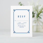 Lapis Blue Deko Chic Wedding RSVP Karte (Stehend Vorderseite)