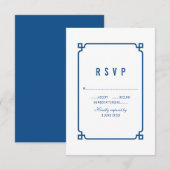 Lapis Blue Deko Chic Wedding RSVP Karte (Vorne/Hinten)