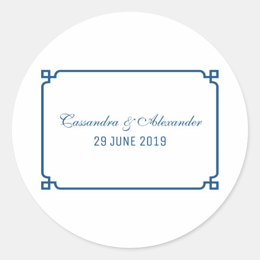 Lapis Blue Deko Chic Wedding Runder Aufkleber (Vorderseite)