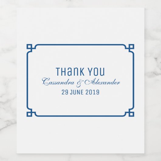 Lapis Blue Deko Chic Wedding Weinetikett (Einzelnes Label)