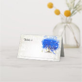 Lapis Blue Heart Leaf Tree Hochzeit Platzkarten (Vorderseite)