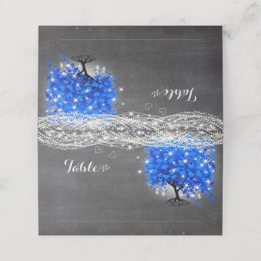 Lapis Blue Heart Leaf Tree Hochzeit Platzkarten (Außenseite Aufgefaltet)