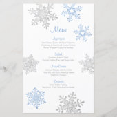 Lapis Blue Silver Snowflake Winter Wedding Menü (Vorderseite)