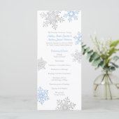 Lapis Blue Silver Snowflake Winter Wedding Program Programm (Stehend Vorderseite)