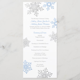 Lapis Blue Silver Snowflake Winter Wedding Program Programm