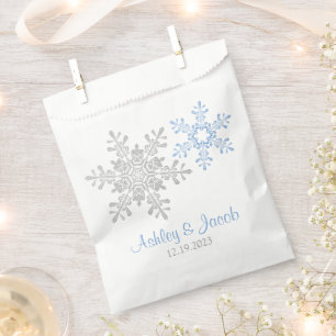 Lapis Blue Silver Snowflake Winterhochzeit Geschenktütchen