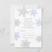 Lapis Blue Silver Winter Snowflake Wedding RSVP (Vorderseite)