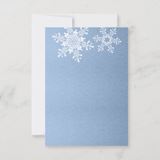 Lapis Blue Silver Winter Snowflake Wedding RSVP (Rückseite)