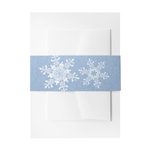 Lapis Blue White Snowflake Winter Wedding Einladungsbanderole