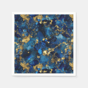 Lapis Lazuli und Gold Alkohol Tinte Serviette