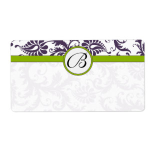 Lapis Lila & Apple Green Damask Hochzeitsmarken