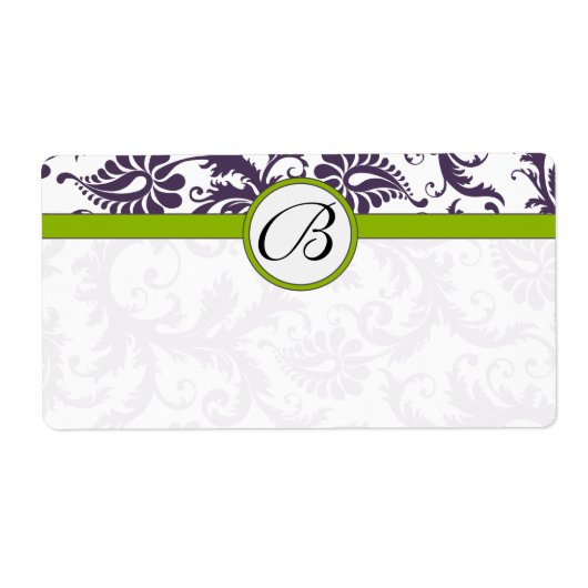 Lapis Lila & Apple Green Damask Hochzeitsmarken (Vorne)