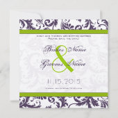 Lapis Lila & Apple Green Damask Save the Date (Rückseite)