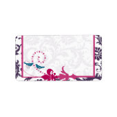 Lapis Lila, Berry und Aquamarin Damask Birds Weddi Adressaufkleber (Vorne)