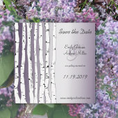 Lapis Lila Birch Tree Wedding Save the Date Einladung