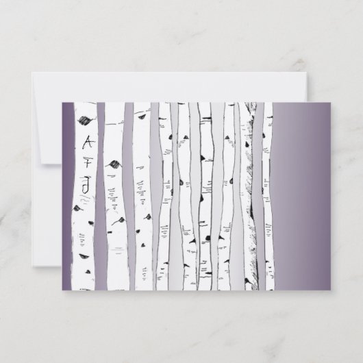 Lapis Lila Cloud Birch Tree Wedding RSVP Karte (Rückseite)