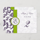 Lapis Lila Damask Apple Green Tischnummer Cards (Vorne/Hinten)
