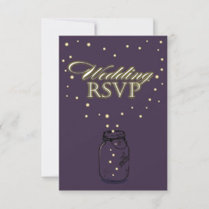 Lapis Lila Mason Jar Firefly Wedding RSVP Cards Karte