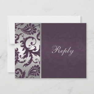 Lapis Lila und Silber Damast RSVP Karte II