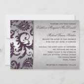 Lapis Lila und Silver Damask Einladung (Rückseite)