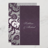 Lapis Lila und Silver Damask Einladung (Vorne/Hinten)
